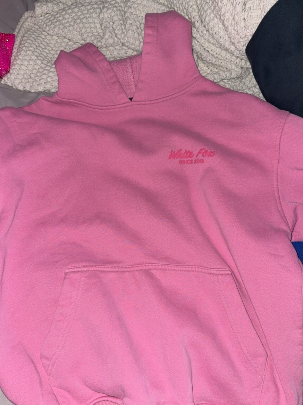 Pink white fox hoodie